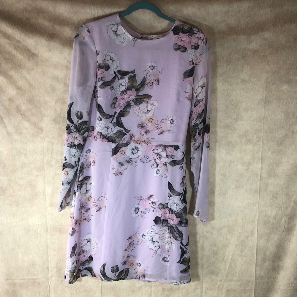 Leith Lavender Floral Fairy Dress with Sheer Sleeves‎